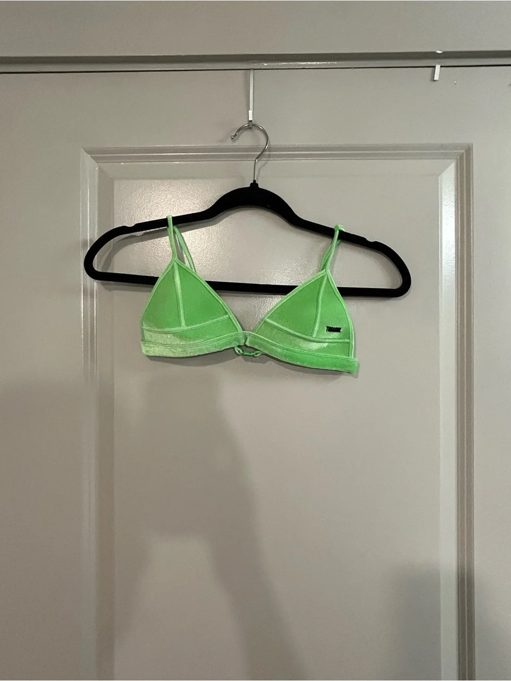 triangl swimwear Neon Lime Velvet Triangle Bikini Top